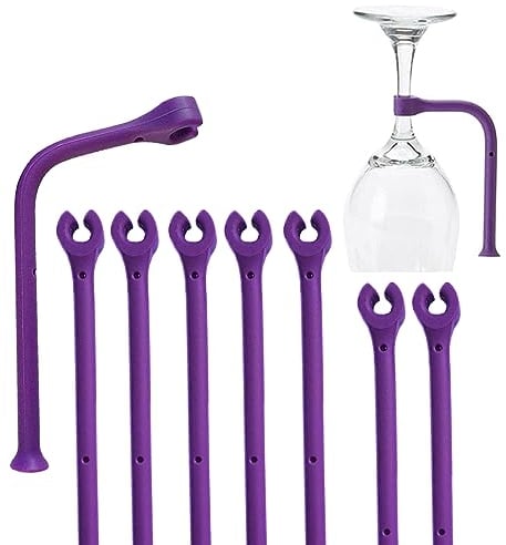 YouU Accesorio de lavavajillas flexible,Silicone Stemware Saver Flexible Stemware Holder Lavaplatos Protector de vidrio de vino Tether Silicona para lavavajillas (Púrpura / 8 piezas)