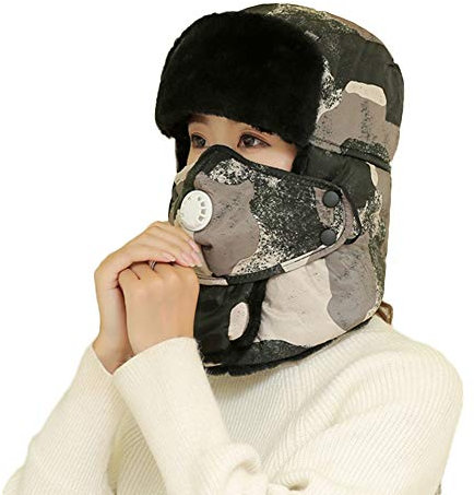 ITODA Trappermütze Unisex Wintermütze Mit Ohrenklappen Skihaube wasserdichte Fliegermütze Ski Winterhut Damen Fellmütze Herren Skimütze Winter Gesichtshaube Winddichte Kopfhaube für Skifahren Outdoor