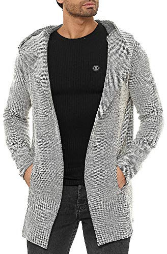 Redbridge Moderner Unisex Strickmantel mit Kapuze Lässiger offener Cardigan für Alltag und Freizeit