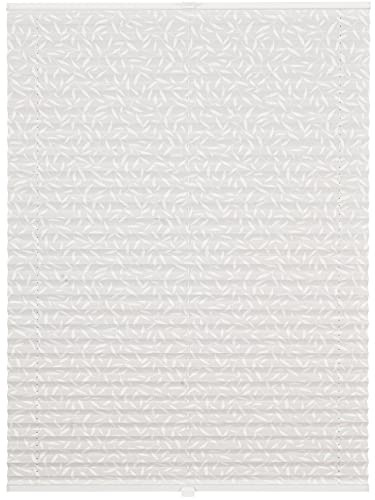ondeco Plissee auf Maß Motive für alle Fenster innen, Montage in Glasleiste mit Spannschuh, Sonnenschutz-Rollo lichtschutz und Blickdicht Weiß Motiv Leaves B: 71-80 cm, H: 40-100 cm