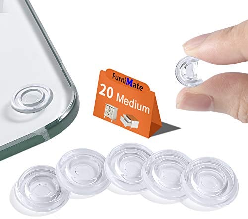 Glas-Tischplatten-Stoßfänger, 20 Stück, 18 mm, nicht klebend, mittlere Gummi-Stoßstange, Anti-Rutsch-Pads, transparent für Glasplatte