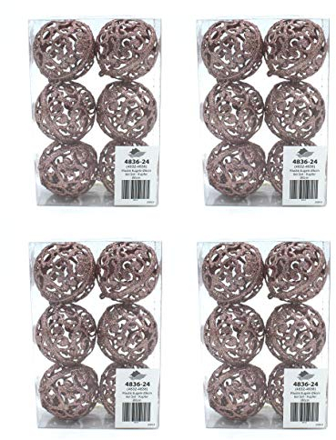 DARO DEKO Weihnachts-Kugel 6cm Glitzer 4 Sets - 24 Kugeln Kupfer