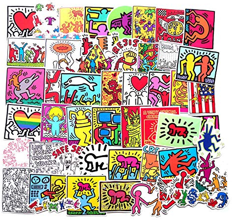 QIROG Keith Haring Street Graffiti Personalisiertes Notebook Koffer Gitarre Skateboard Aufkleber Wasserdicht