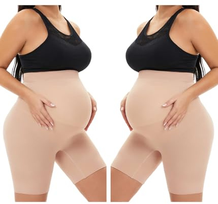 KUNINDOME Faja moldeadora de maternidad sin costuras, evita rozaduras en los muslos, soporte para el vientre durante el embarazo, S-5XL