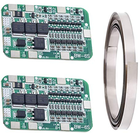 Youmile 2PCS 6S 15A 24V Lithium Battery Protection Board 18650 Charger Module BMS PCB Protection Board for Li-ion Lithium Battery Cell with Nickel Strip