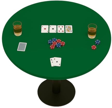 Feltectors Filz-Tischdecke für Spielkarten, Poker, Mahjong, Domino, Brücke und Brettspiel, elastische Tischdecke für runde Tische, 137 bis 152 cm, Grün