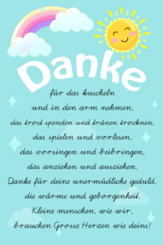 Danke für das Kuscheln und in den Arm nehmen: Danke Notizbuch Erzieherin A5 kariert als Geschenk | Kindergarten Abschiedsgeschenk für Babysitter, Erzieher, Tagesmütter | Danke notizbuch Lehrer