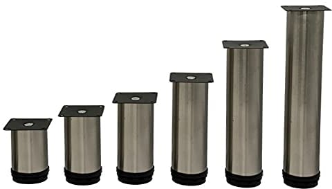 4er Set Möbelfüße Edelstahl gebürstet 200 mm höhenverstellbar | Möbelstandfüße mit Kunststoffgleiter für Schrank Tisch Regal | Verstellbare Möbelbeine für präzise Anpassung bei Bodenunebenheiten