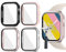 Jvchengxi 4 Pack Case 41mm for Apple Watch Series 9/8 / 7 with Tempered Glass, Hard PC Case Anti-Scratch HD Screen Protector Protective Cover for iWatch 9/8 / 7 (Black/Silver/Rose Gold/Pink)