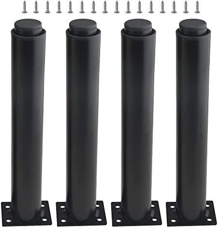 XINMEIWEN Lot de 4 pieds de meubles réglables en métal de 25,4 à 41,6 cm, pieds d'armoire, pieds de lit robustes pour table, lit, canapé (noir)