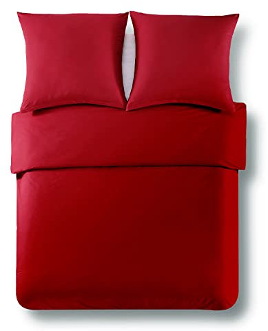 Alreya Renforcé Bettwäsche 240 x 220 cm - 100% Baumwolle mit YKK Reißverschluss, Superweiches Bettbezug, Oeko-TEX® Standard Zertifiziert, Rot, nur Bettbezug