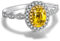 Musihy Modeschmuck Ringe, Ring Frauen Zirkonring Halo Ring Zirkonia Gelb Ringgröße 53 Geschenke für Frauen