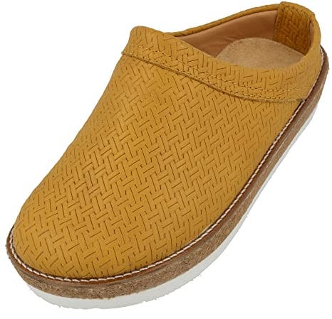 HAFLINGER Travel-Classic Eleganter Clog aus Leder mit Gummisohle Gelb (Braided Senf), Gr. 46