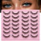 Newcally Natural Look Lashes 3D Fluffy Wispy False Eyelashes Short Light Volume Fake Eye Lashes Pack 14 Pairs Reusable Soft Faux Mink Eyelashes