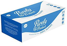 Blake & White Blue Vinyl Gloves Small - Purely Protect Powder and Latex-Free Disposable Gloves - BSEN455 Certified for Medical, Healthcare and General Use - Box of 100