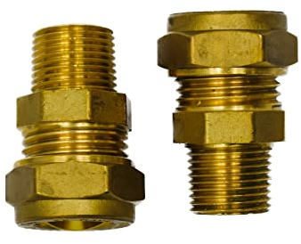 GROHE Pair of Adaptors for UK Fittings - 15mm Compression by 3/8 Inch BSP Male Thread (Ideal for connecting European 3/8 Flexi Connections, Brass Adapters for Kitchen & Bathroom Mixer Taps), Set of 2
