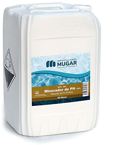 Mugar- 20 litros de Reductor de pH para Piscinas- Minorador de pH en Garrafas de 20 litros- Ácido Sulfúrico al 15% para Cloradores Salinos