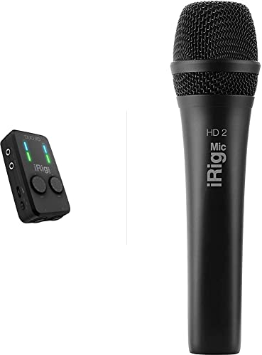 IK MUltimedia iRig Pro Duo I/O - Universelles Zweikanal-Audio-/MIDI-Interface & iRIG Mic HD 2 - Hochauflösendes Mikrofon für iOS und Mac, Qualitativer Sound, Professionelle Aufnahme, Schwarz