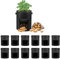 LITLANDSTAR 12 Stück 15 Gallonen Kartoffel Pflanzsack, Kartoffel Pflanzsack aus Vliesstoff mit Sichtbarer Klappe und Griffen für Pflanze Tomaten, Kartoffeln, Gemüse und Blumen（40 x 45 cm, Schwarz）