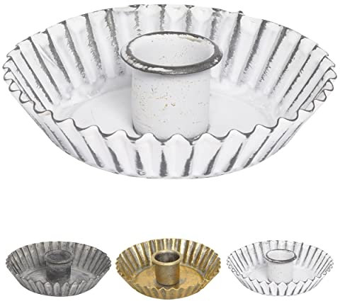 NETPROSHOP Kerzenhalter Cupcake für Stabkerzen und Tafelkerze ca. Höhe 3cm x Durchmesser 10 cm, Farbe:Weiss Antik