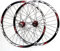 ZECHAO Mountainbike-Laufradsatz, 26/27,5/29 Zoll (vorne + hinten), doppelwandige 32-Loch-Aluminiumlegierung, MTB-Felge, Schnellspanner, Scheibenbremse, 7-11-fach Wheelset (Color : Red, Size : 26inch