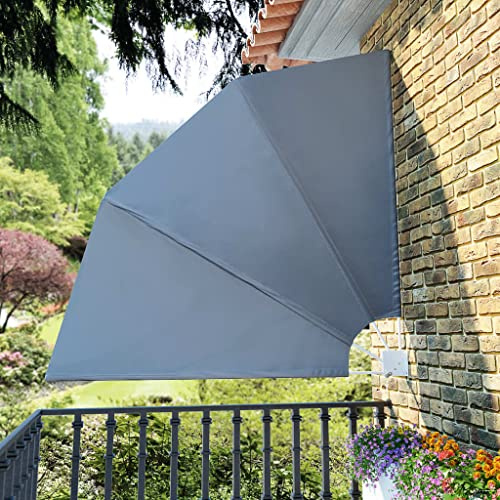 Annlera Faltbarer Balkonfächer Grau 210x210 cm Sichtschutz Terrasse Balkon Sichtschutz Seitlich Balkon Markise Seiten Markise Aussen für Balkon Und Terrasse Beschattung Und Privatsphäre Schutz
