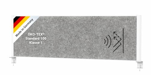 MAUL Tisch Trennwand Akustik MAULconnecto 160x50cm | Raumteiler für Schreibtisch |In Büro und Praxis | Raumtrenner mit Klemmfuß| Ideal als Sichtschutz und Schallschutz |allergikerfreundliches Vlies