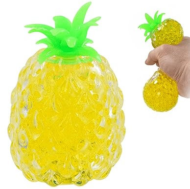 Squeezy Bead Ananas - Lustiges weiches Fidget-Spielzeug, Stressabbau, Neuheit Partytütenfüller, sensorische Stimulation, Frucht-Squishies, für Kinder und Erwachsene mit Autismus ASD ADHS Handtherapie