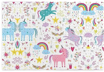 Personalized Jigsaw Puzzle - Create Custom Picture Puzzle For Family And Friends Unicorns Pink