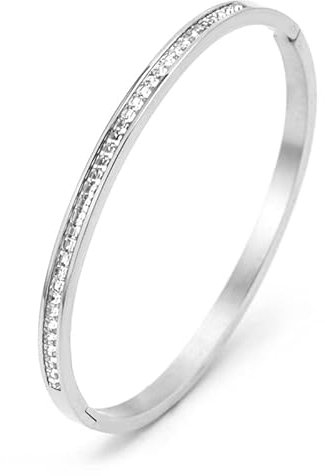 BSLVWG Femmes classique bracelet or rose strass bracelet anniversaire Thanksgiving cadeau de Noël pour femme maman maman femme (Argent)