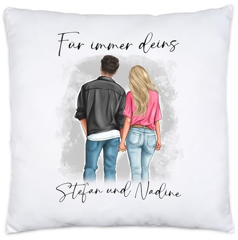 Kiddle-Design Pärchen Kissen Personalisiert Paar Valentinstag Jahrestag für Sie und Ihn Geschenk Partner Freund Freundin Liebesgeschenke