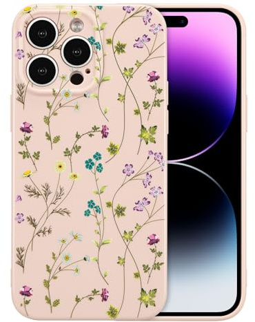 RALEAVO Flower Case for iPhone 13 Pro Cute Girly Shockproof Cover, Pink | For iPhone 13 Pro Floral Spring Aesthetic Pretty Phone Case, Drop-proof Slim Thin Soft TPU Material, Girls & Women Gift