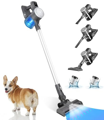 ZanGe Cordless 6-in-1 Vacuum Cleaner with HEPA Filter & Anti-Tangle Floor Head, Lightweight Stick Handheld Vacuum Cleaner, 25000Pa Powerful Cordless Vacuum Cleaner, Up to 30Min Runtime