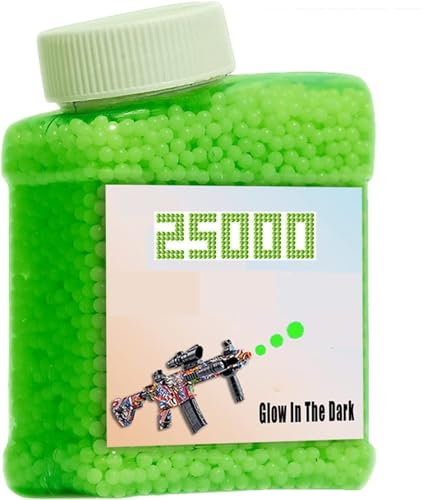25000 Pcs Refill Ammo Glow in the Dark, 7-8mm Gel Bullets for Gel Blaster Gun, Gel Blasters Ammo Gel Blasters Gun Refill Bullets, Gel Ball Blaster, Electric Gel Ball Gun, Gel Gun Ammo.