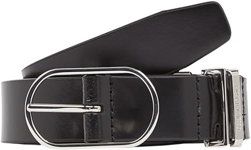 Calvin Klein Damen Gürtel Metal Loops Belt aus Leder, Schwarz (Ck Black), 70 cm