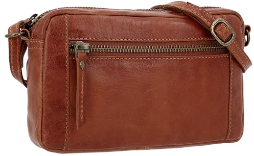 Gusti Damen Handtasche Leder Dominic Umhängetasche Ledertasche Vintage Cognac