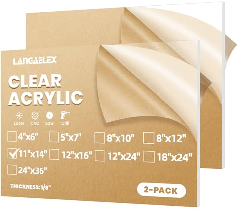 Langaelex 2er Set Acrylglas Platten Transparent 3mm, 28 x 35 cm Acrylplatten ultra klare Kunststoffplatten für Laserschneiden, Glasersatz, Projektausstellung