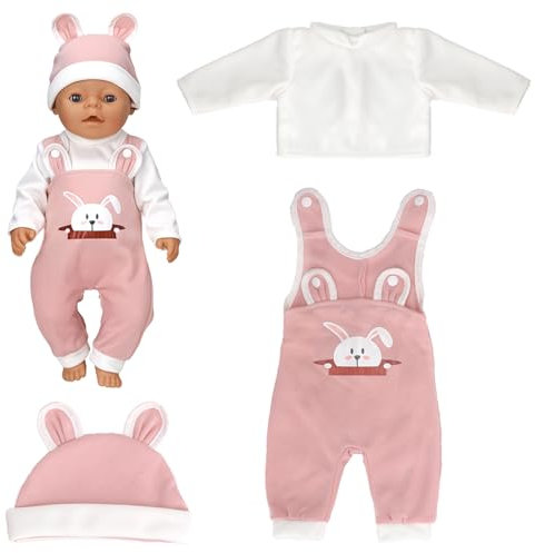 TZQFROCE Kleidung Outfits für Baby Puppen Puppenkleidung 35-45 cm Newborn Baby Puppe Kleidung Zubehör mit Hut Langarm Hose Geschenk für Kinder Mädchen Jungen - Hasen