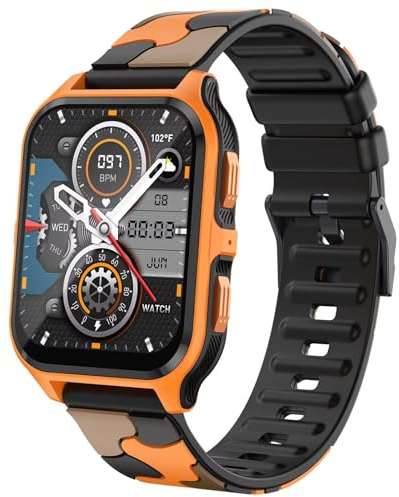 findtime Militär Smartwatch Schrittzähler Fitnessuhr Herren Uhr mit Telefonfunktion Sportuhr Outdoor Gesundheitsuhr Blutdruckmessung Pulsuhr Pulsmesser Smart Watch Laufuhr Tactical Watch Military