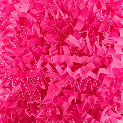 JINZOFLY Papier déchiqueté froissé pour boîte cadeau, papier de soie herbe de Pâques pour emballage cadeau et remplissage de panier (rose vif)