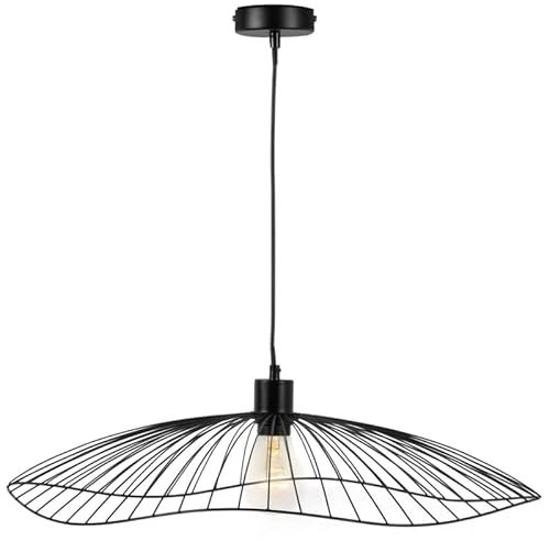 IDMarket - Kabelgebundene Hängeleuchte aus Metall, schwarz, Durchmesser 60 cm