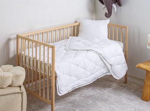 IlGruppone Piumino Per Bambino Lettino 110x125 Cm 100/200/300 Gr 4 Stagioni Estate/Inverno Anallergico Trapunta Coperta Da Culla Trapuntina Traspirante Antiacaro - Bianco - 4 Stagioni