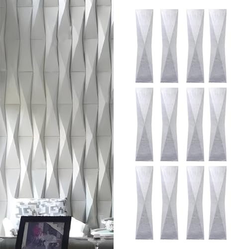 3d Wall Panels Natural Stone Like Texture, 1.1cm Thick Waterproof PU Wall Paneling, Outdoor Indoor Wall Décor Faux Brick Panel, Rock Effect Accent Wall(White,12pcs - 0.3 x 1.2m)