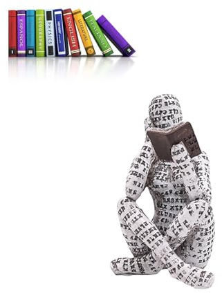 AIYONG Lesende Frau Skulptur, Figur Deko für Regal, Personalisiertes Handbemalte Lesen Bösewicht Desktop Bücher Regal Handwerk Statue, Bürodekorationen in Skin Tone, Harz, Freistehend