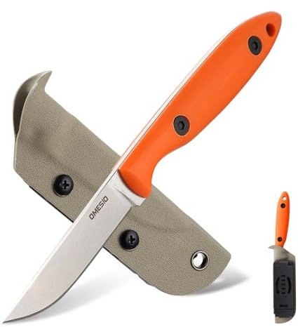 Omesio EDC Piccolo Coltello A Lama Fissa Con Fodero In Kydex, DC53 Acciaio G10 Manico Tang Survival Coltello Per Uomini E Donne, Outdoor Camping Bush Coltello Da Caccia