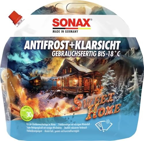 SONAX AntiFrost+KlarSicht bis -18 °C Sweet Home (3 Liter) schneller, schlierenfreier und effektiver Scheibenreiniger für den Winter | Art-Nr. 01364410