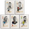Mnyuein Messi, Ronaldo, Mbappe, Neymar, Haaland Fußball Leinwand Poster Wandkunstdruck Geschenke für Jungen Wohnzimmer Schlafzimmer Dekoration Unframe: 08x12inch(20x30cm)-5pcs