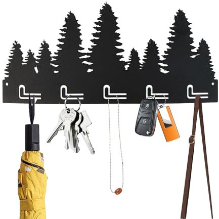 xyuayamz Appendi Chiavi a Muro, Portachiavi da parete, porta chiavi da parete con 5 Ganci, Appendichiavi da Muro Ingresso per la Casa, Arredamento Casa, Metallo, Nero, 33 * 14.5cm