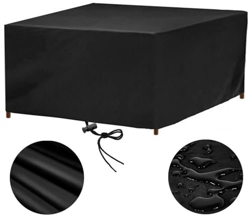 Housse Table de Jardin 160x100 Multi-Tailles Housse Salon de Jardin Exterieur Impermeable 160x100x75cm Housses pour Mobilier de Jardin Housse de Protection Salon de Jardin Bache Table Exterieur, Noir