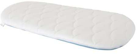 HOBBYGARDEN Matratze Kinderwagen, Stubenwagen, Wiege - Bezug 100% Baumwolle abnehmbar & waschbar – Babymatratze – allergikergeeignet - Matratze für Wiege - 78x32x3 cm - oval, Blau